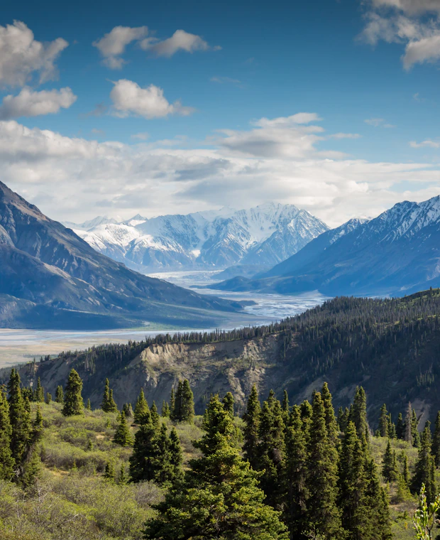 A dramatic mountain ridgeline